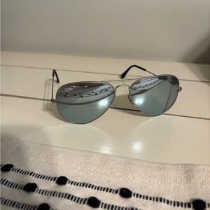 Ray-Ban Silver and Blue Aviator Sunglasses